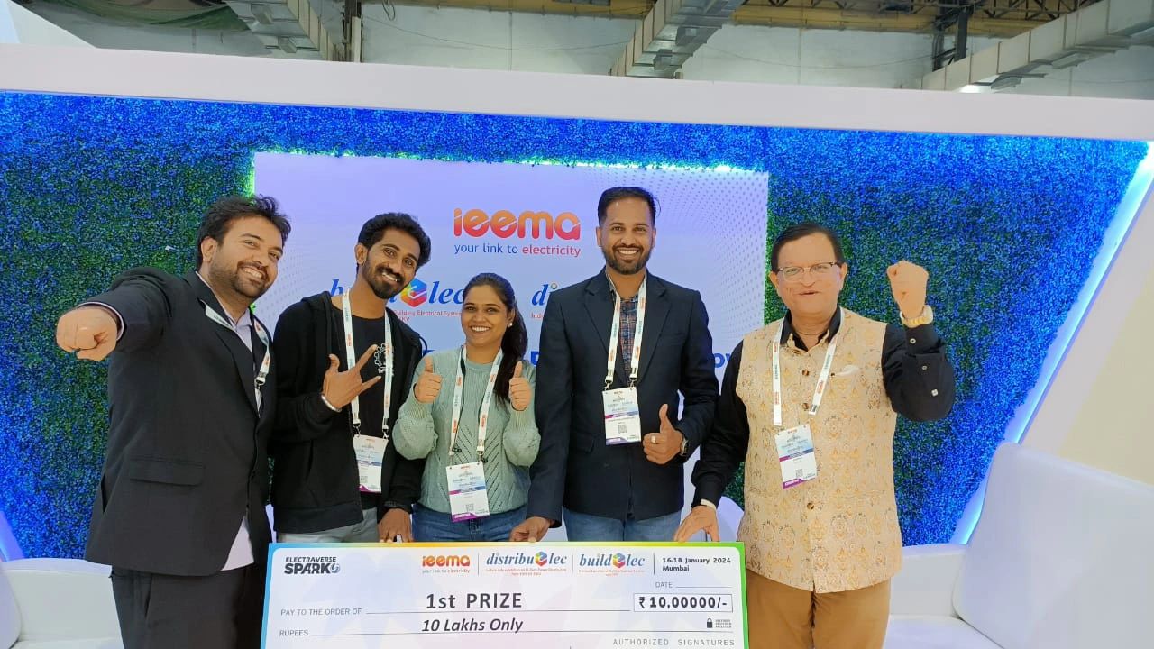 TriNANO team winning first prize at IEEMA BID Electraverse