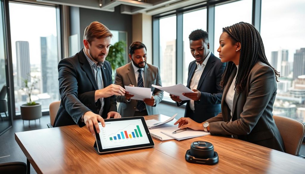 Investors and founders in a healthcare investment discussion